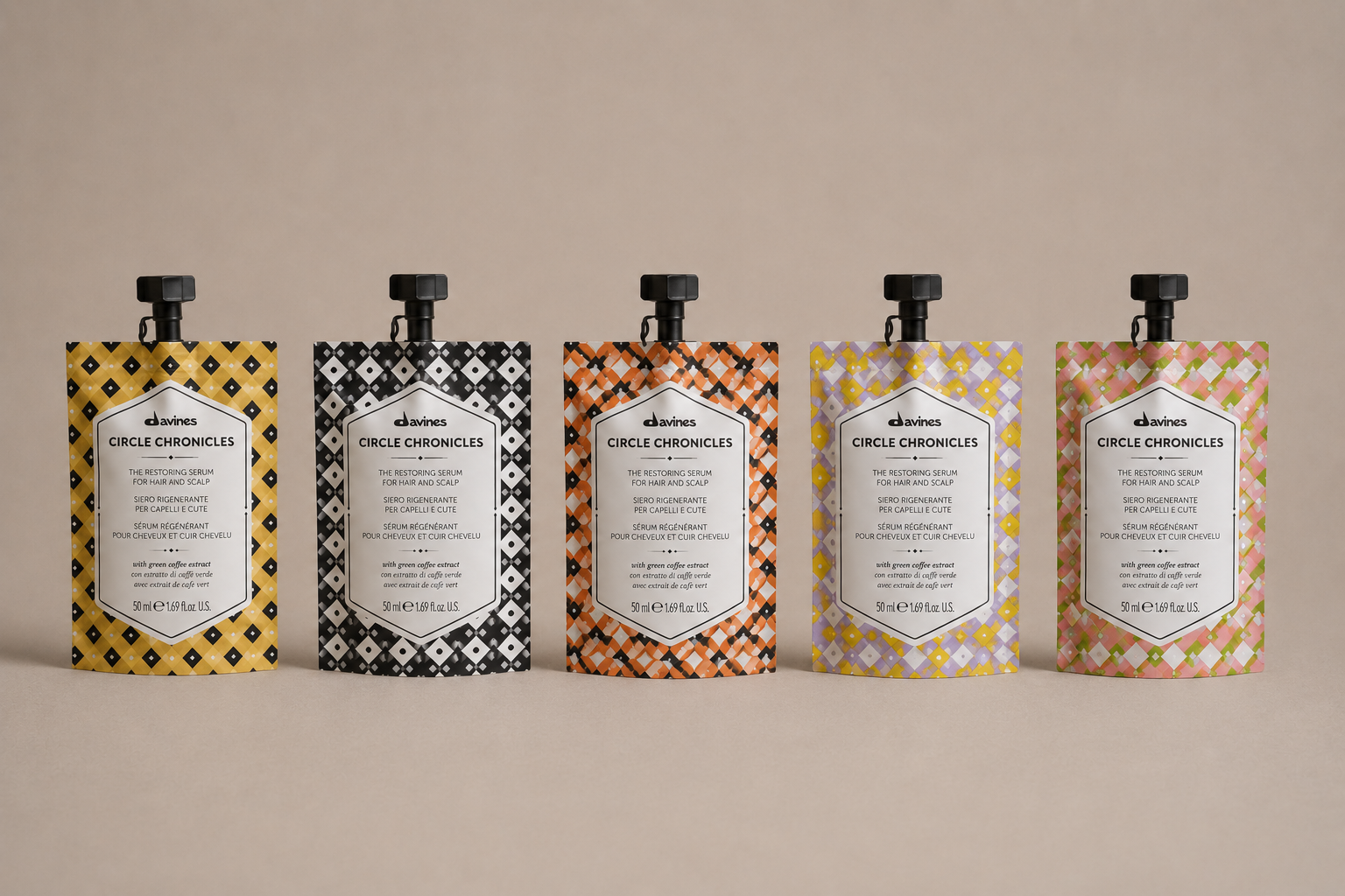 Davines The Circle Chronicles hair mask collection in five varieties, available at Salon DeCota, San Rafael CA.