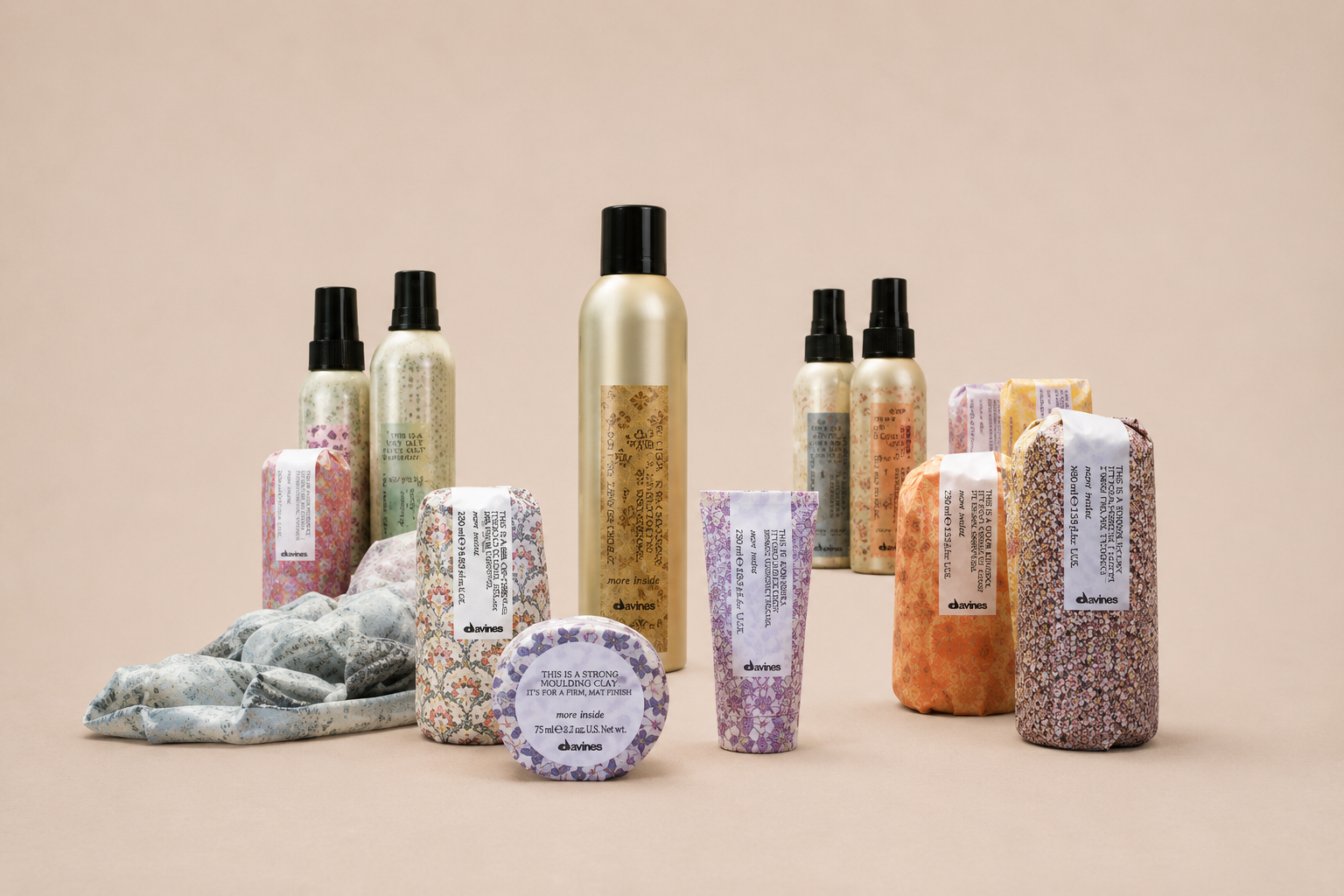 Davines More Inside styling product collection including sprays, creams, gels and finishing products, available at Salon DeCota, San Rafael CA.