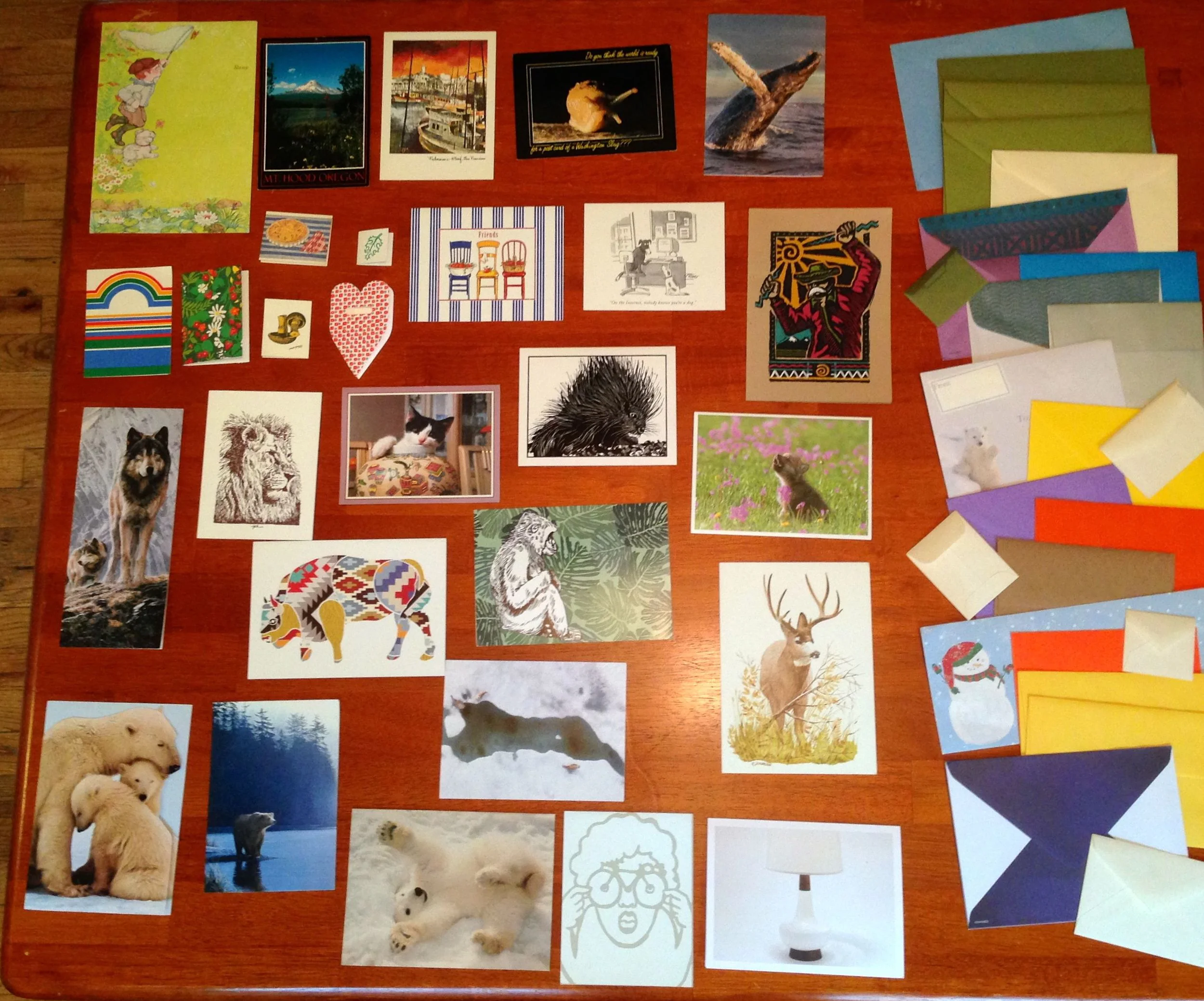 All of these cards plus a few more have been given to their recipients