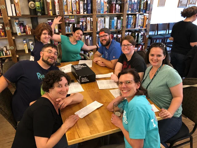 Liz Caffrey (bottom right, in blue) at Twitter Math Camp this summer.
