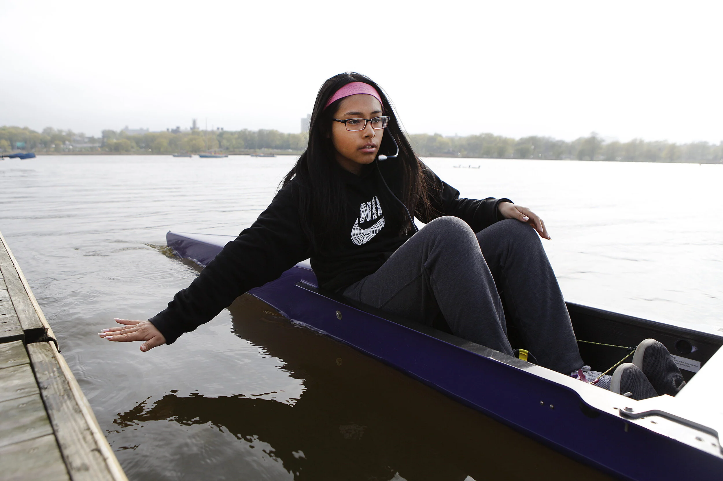  Sebastiana Lopez, 17, is the leader of her crew team. “Before I used to be really shy and I didn’t really speak up for myself,” Lopez said.   Rainy-day practices are the worst, especially in the cold. As she leads her rowing team, Sebastiana Lopez f