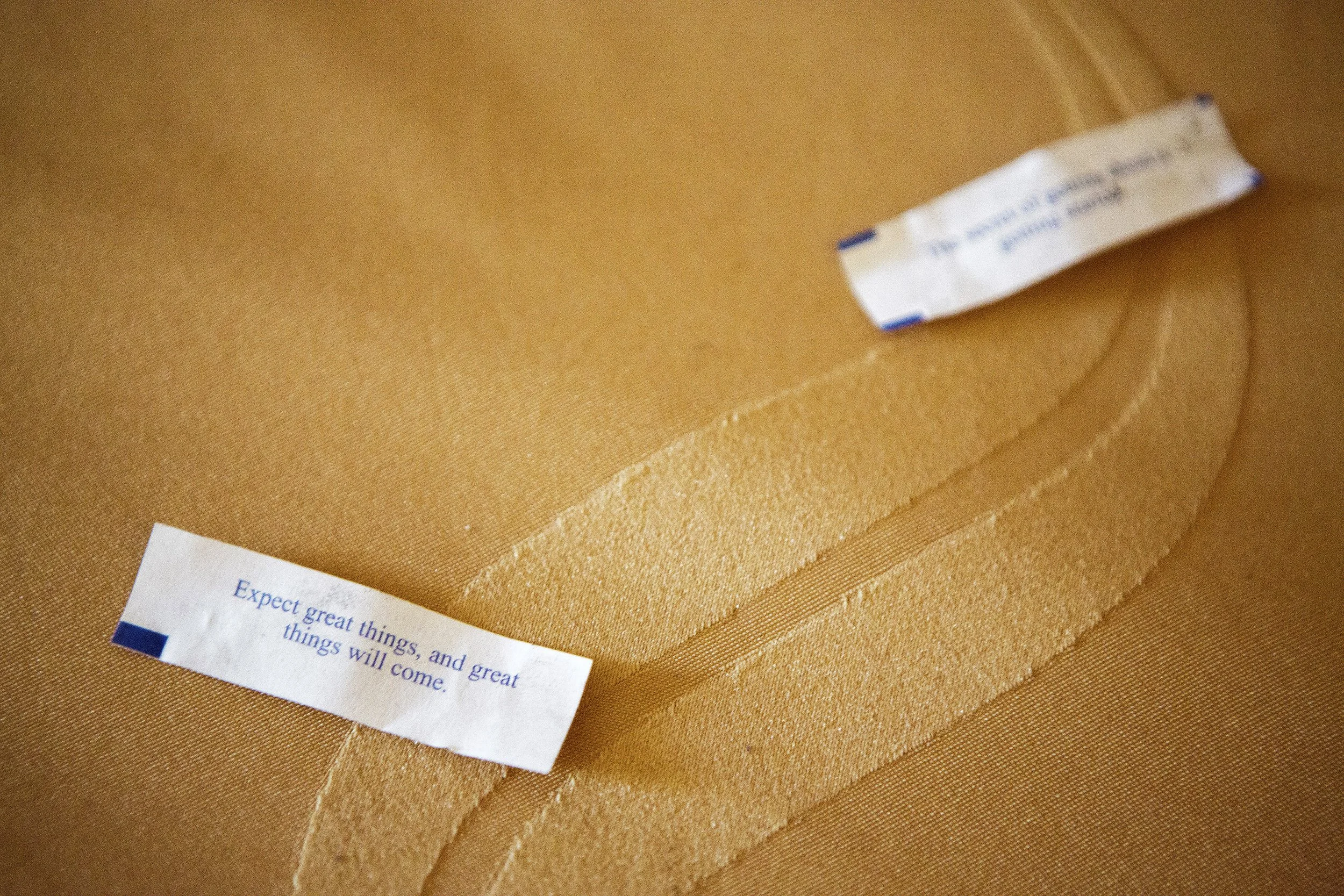  April Goode saved two fortune cookie slips as encouragement for herself and keeps them on the night stand next to their beds.   