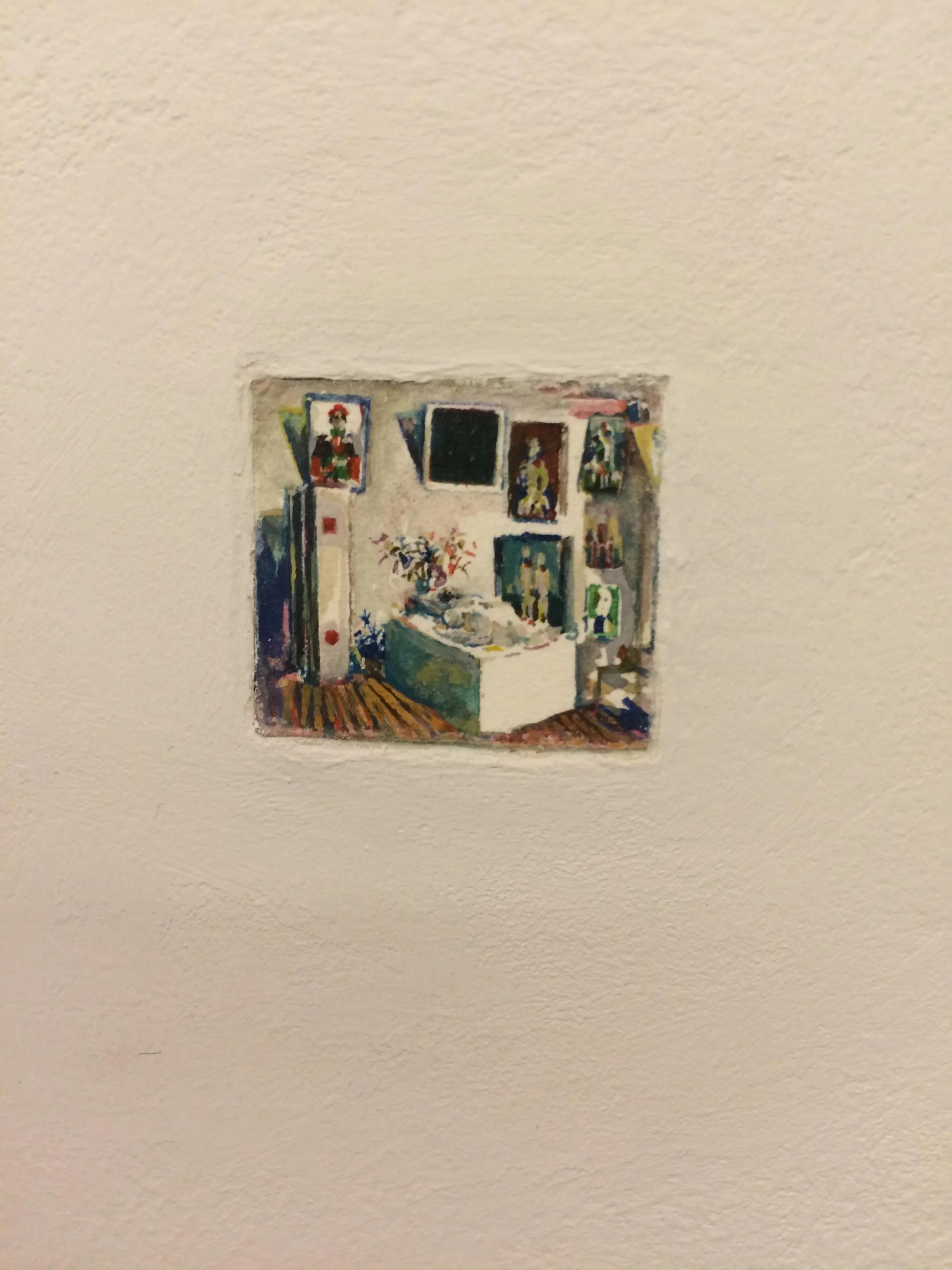 Photo by Lise Brenner of James Sheehan painting. Location: downstairs hallway at the Drawing Center . August 2015.