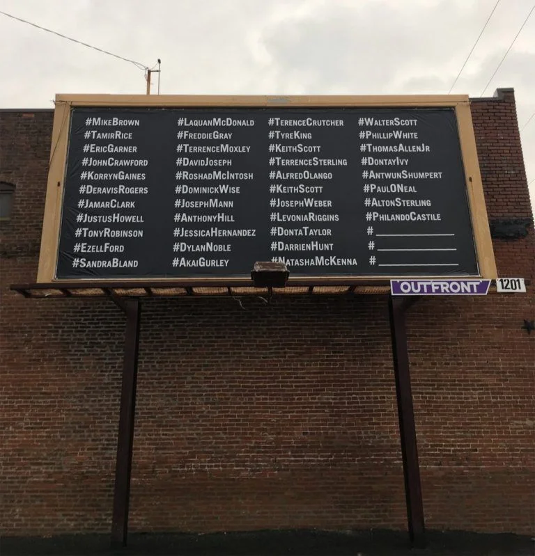 ‘A Partial Listing Of People Lynched By Police Recently’ Billboard by Dread Scott
