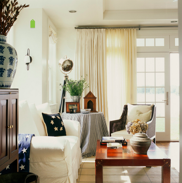 Here, you can tell they have plenty of material to pull across the window to darken the space, but they also have sheers as well, if they want to let a light in but still maintain privacy--very well done. (image via )
