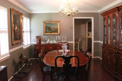 My mom's dining room in Valspar Mountain Smoke