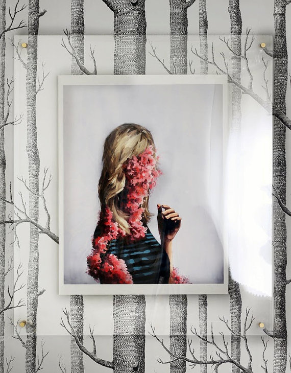 Acrylic frames are great for keeping wallpaper uninterrupted. 