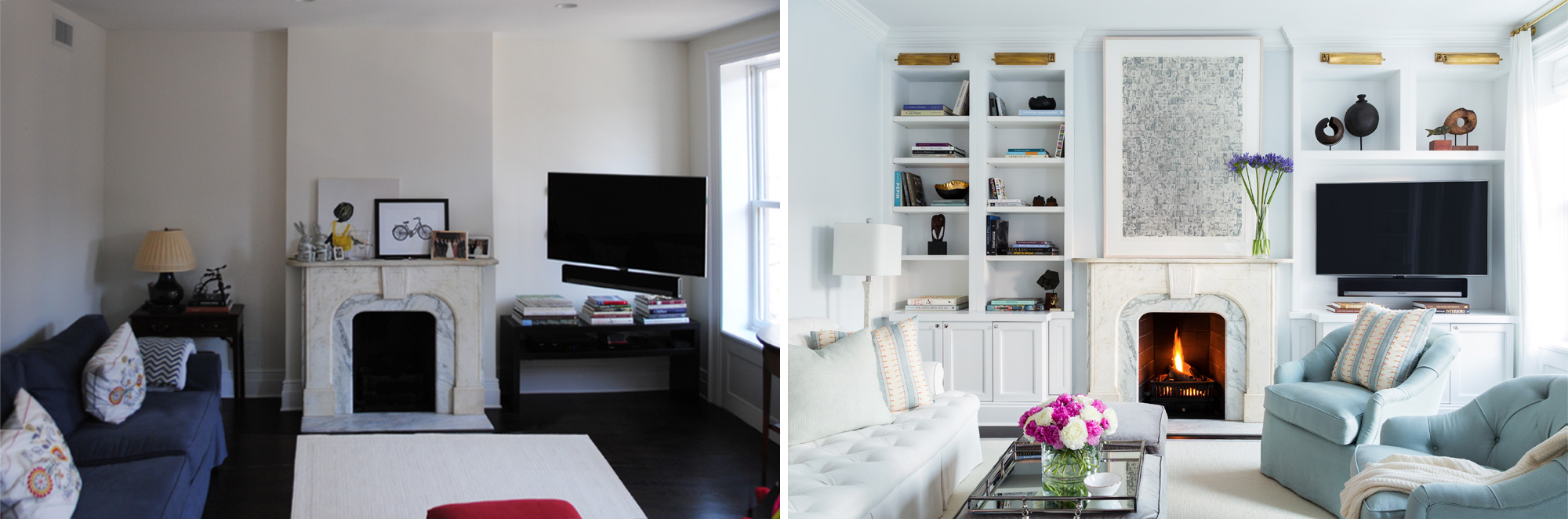 Here is the other side of the family room, showcasing some more built-ins that look like they should have been there all along.
