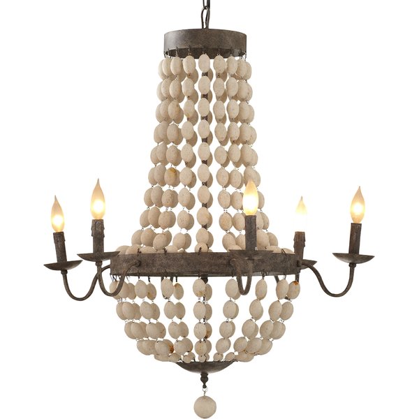 Wooden bead chandelier
