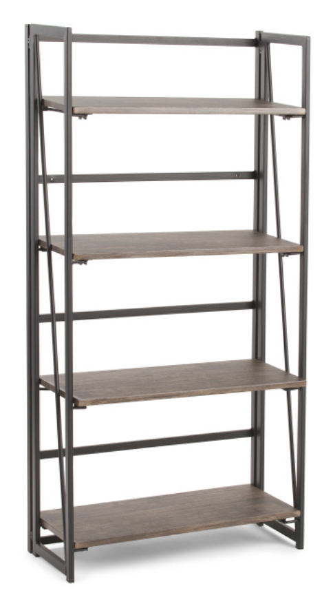 metal and wood bookcase