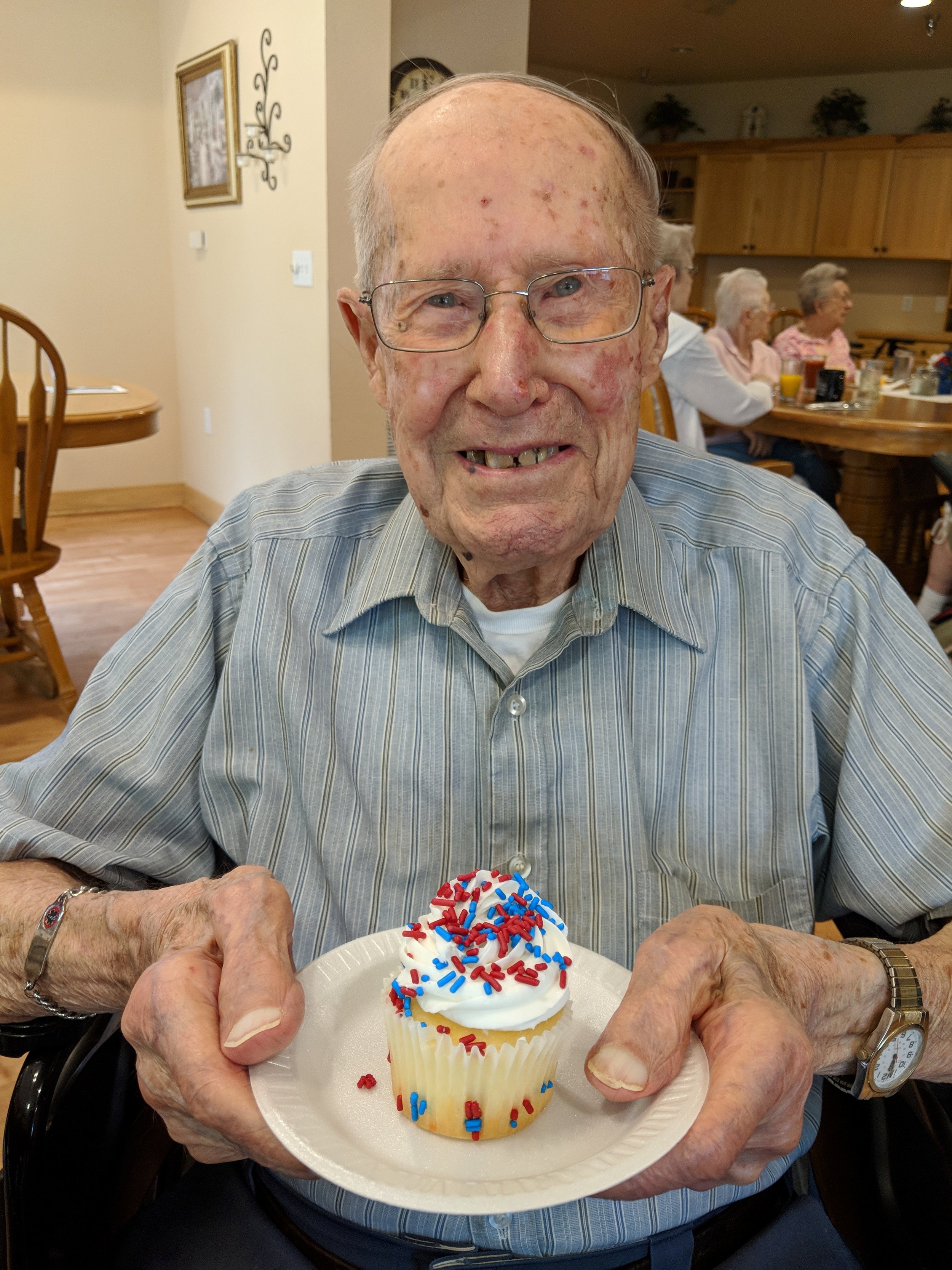 Merlin is celebrating his 101st birthday with company & cupcakes! Thank you for the special treat Merlin! 1.jpg