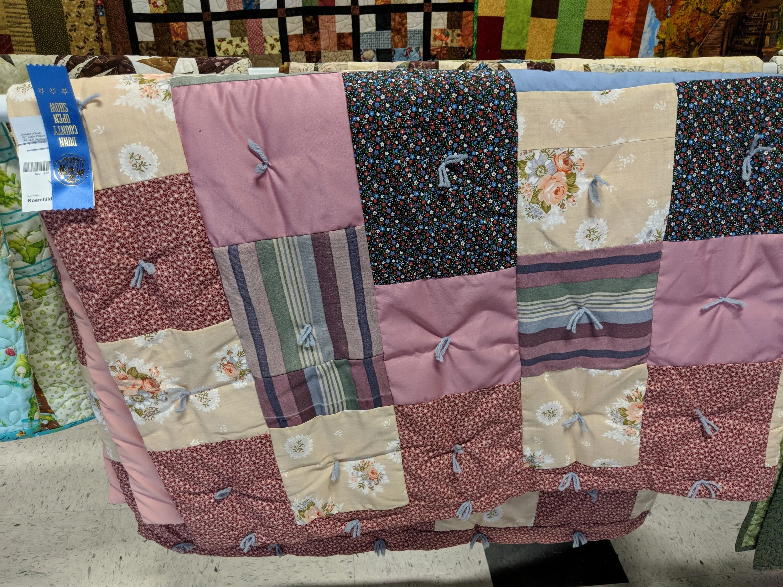 Our two quilt entries from the fair. Both won blue ribbons!! 1.jpg