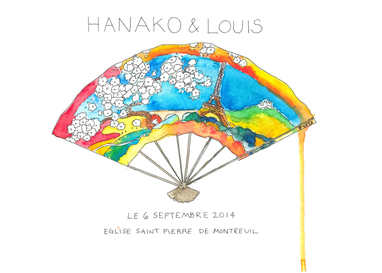 Hanako & Louis are a Japanese Couple who wanted a secular livret de messe that would highlight both of their cultures. Image reproduced on invitations, seating, memorabilia.