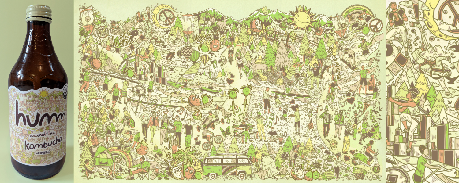 Humm Kombucha/Coconut Lime label art
