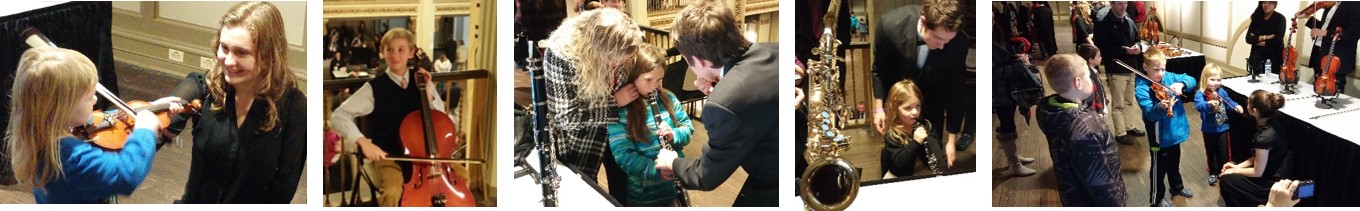 Students try instruments for the first time at a Meet the Instrument Night hosted by Zeswitz Music