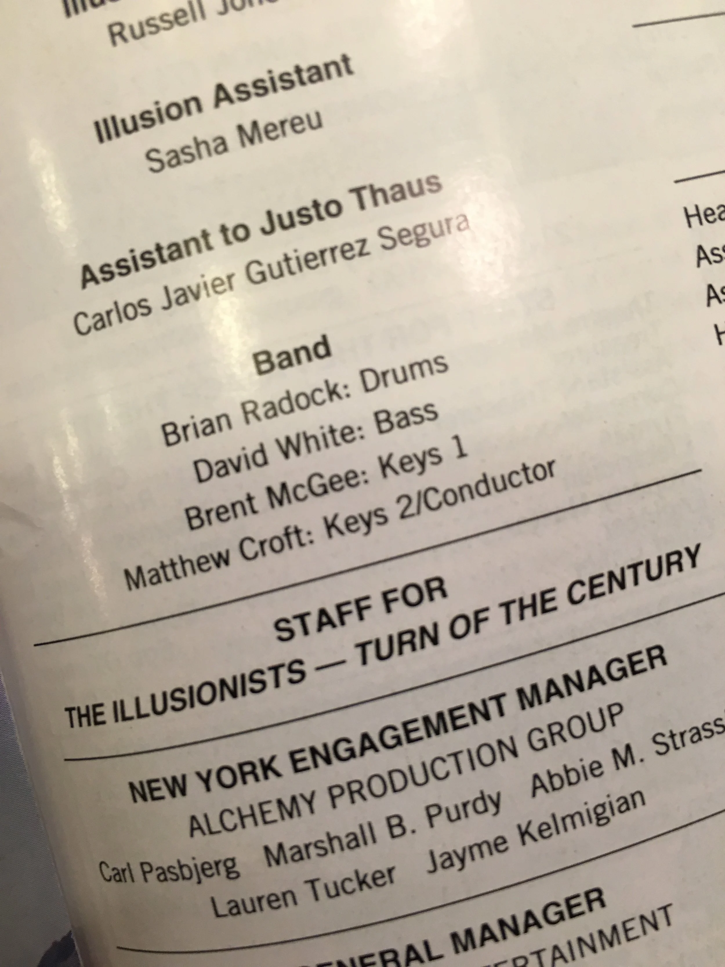 "The Illusionists" - Playbill