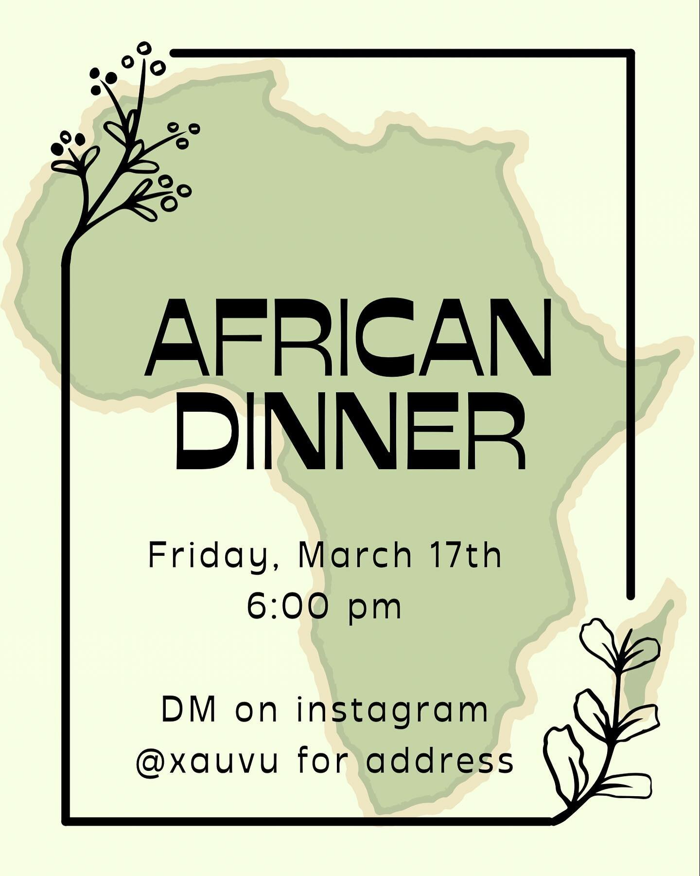 Join us this Friday for lots of good food! 
#UVUstudents #uvuclubs #UVU #freefood #Africandinner #friday #feast #xa #christianclub