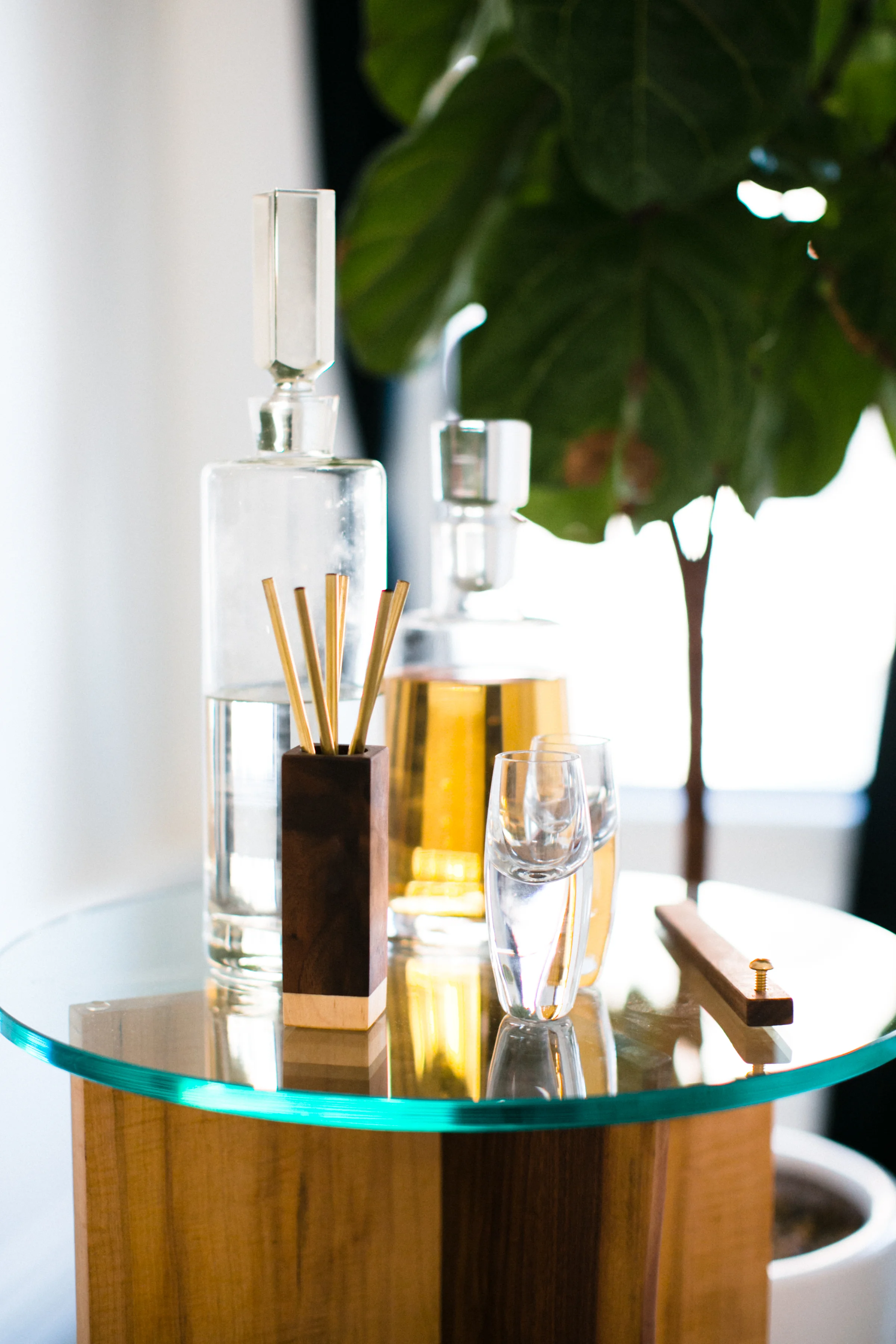BRASS STRAWS AND WALNUT BOTTLE OPENER