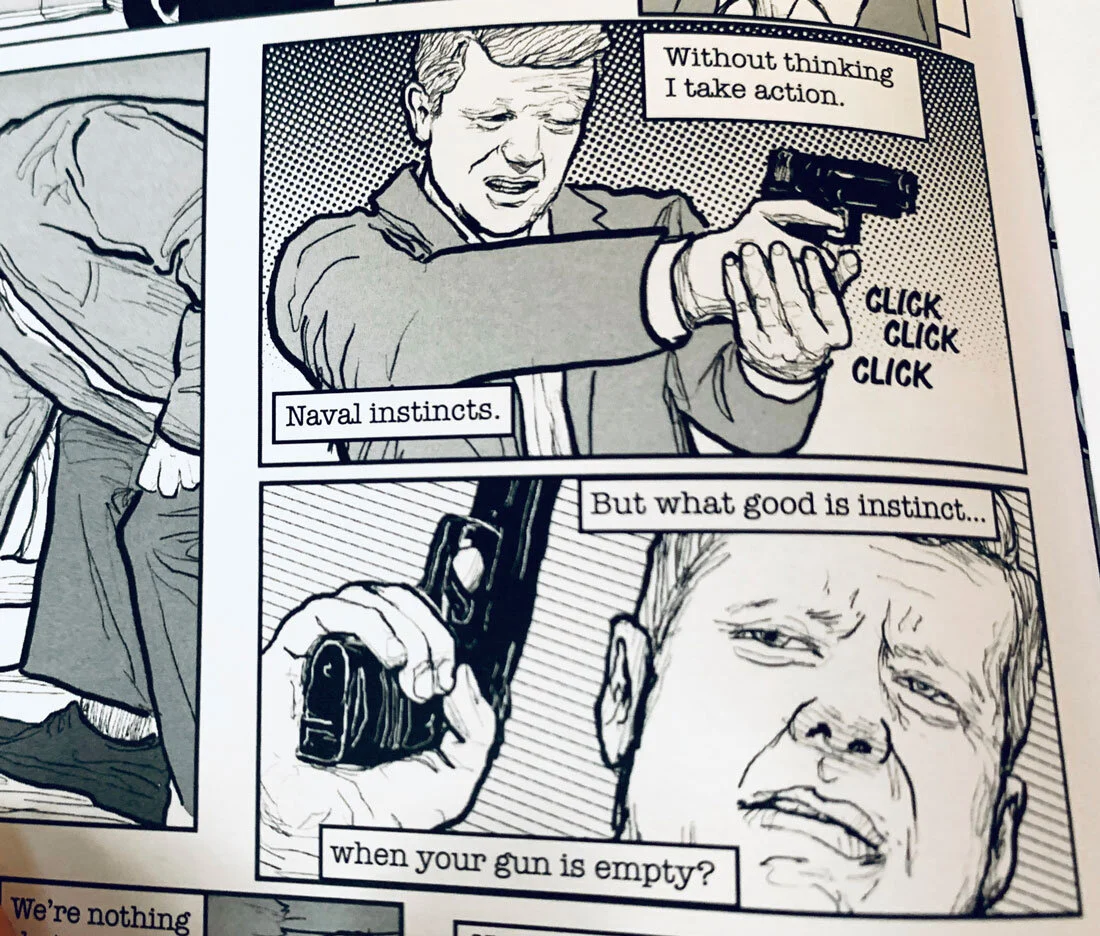 JFK from the printed comic book Miserable Americans book 5 by Evan Derian