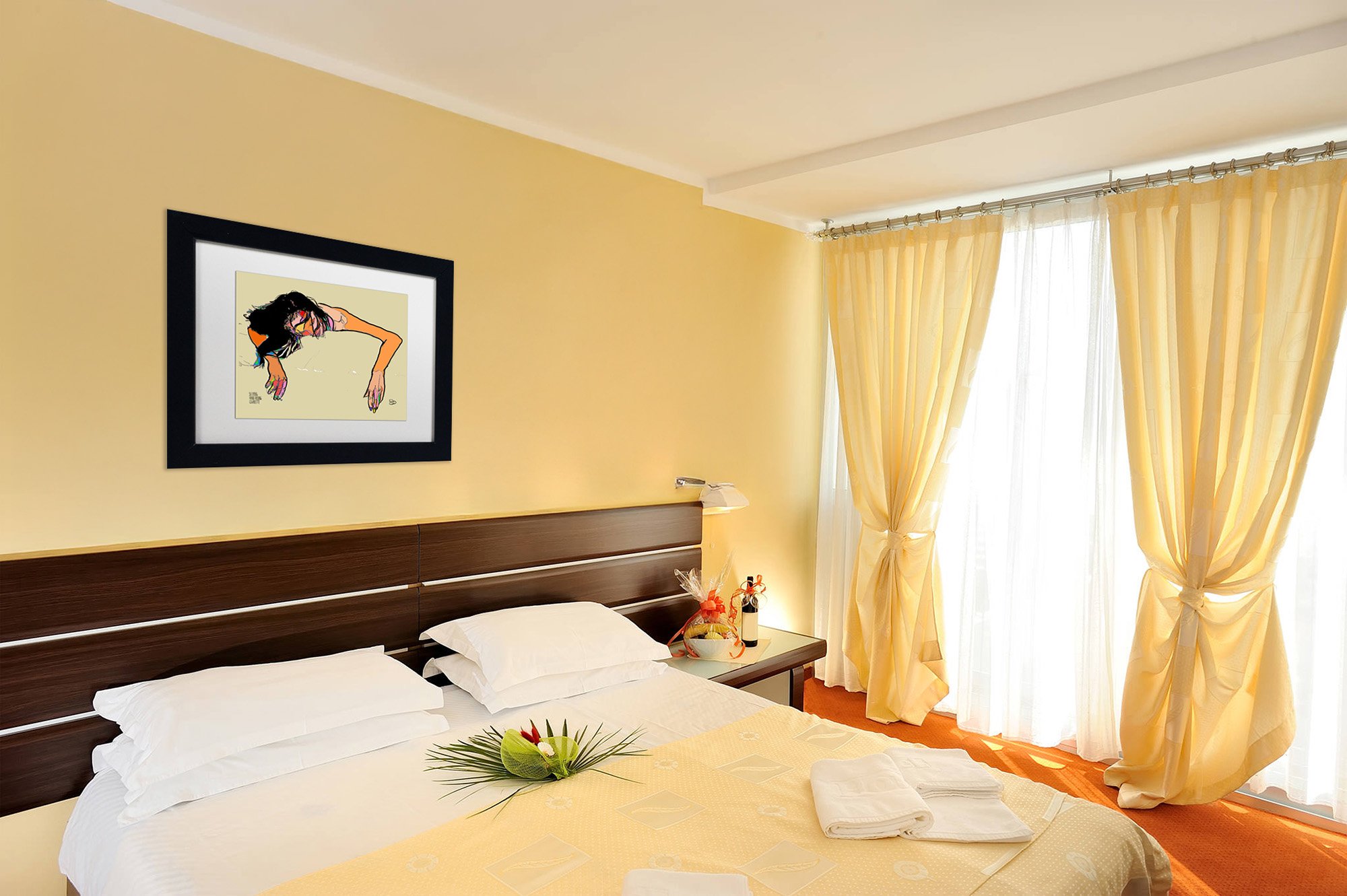 sleeping-hand-2-framed-yellow-bedroom angle-shot.jpg