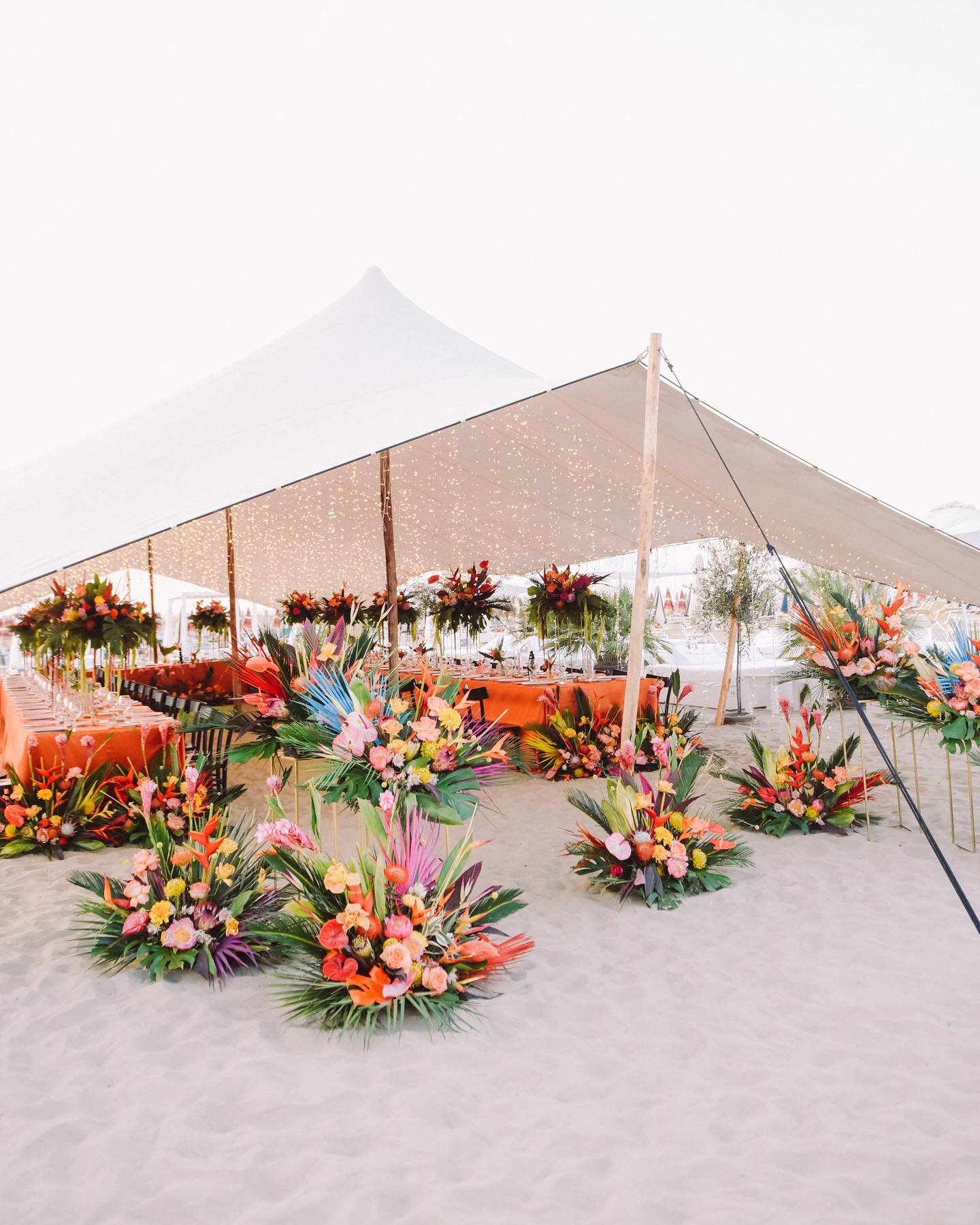How to make your wedding reception unique? Vibrant tropical blooms, the beach breeze and a colorful table setting under a modern tepee as a perfect recipe for an unforgettable night! 

Wp: @chechic_weddings 
Video: @mircoeanisa 
Flowers: @whoiselenaf