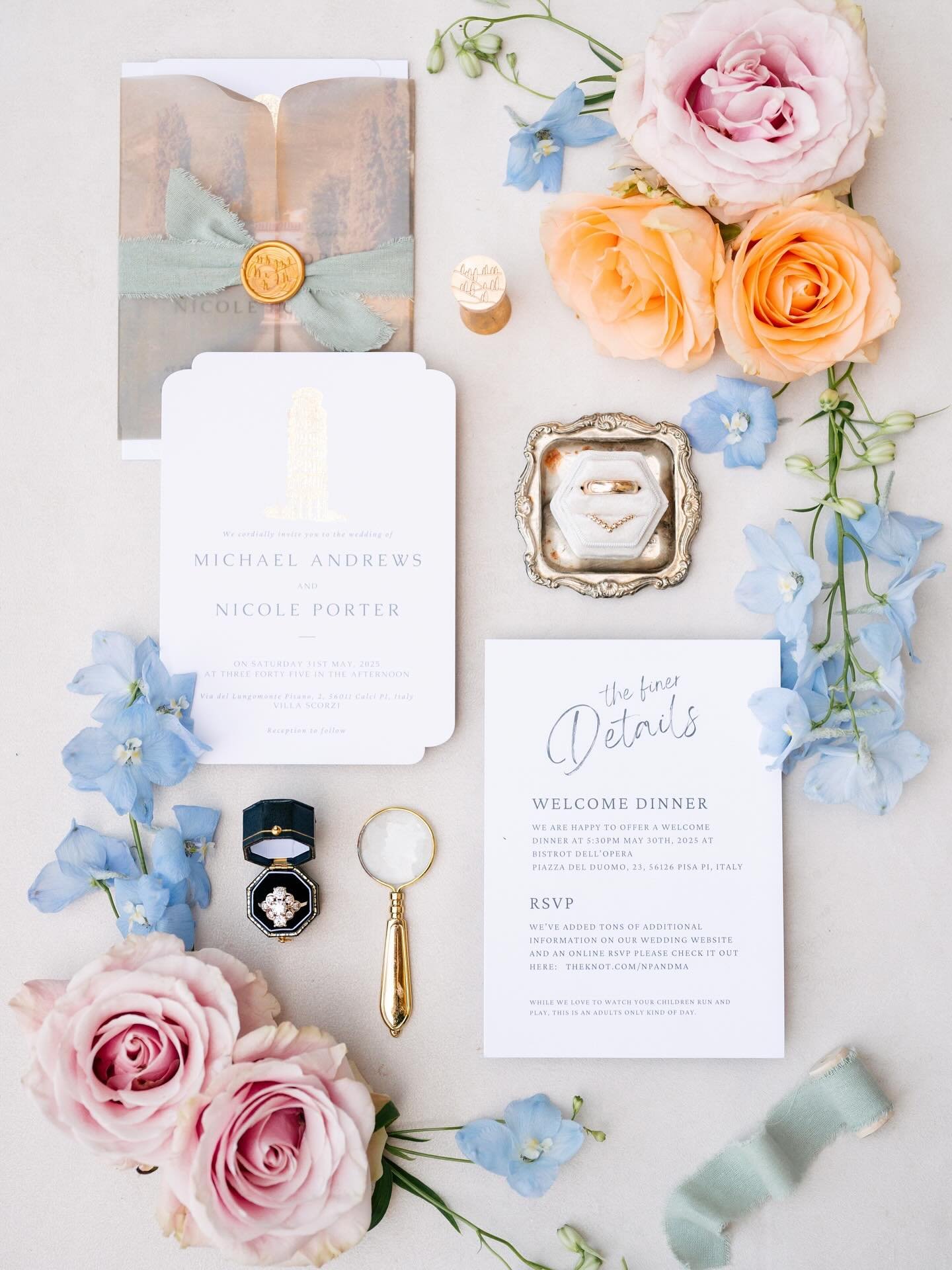 Refined Simplicity, meaningful details.

For Nicole &amp; Michael&rsquo;s destination wedding at @villa.scorzi in Tuscany, every element was thoughtfully designed to reflect their vision of understated elegance.

The invitations embody a perfect bala