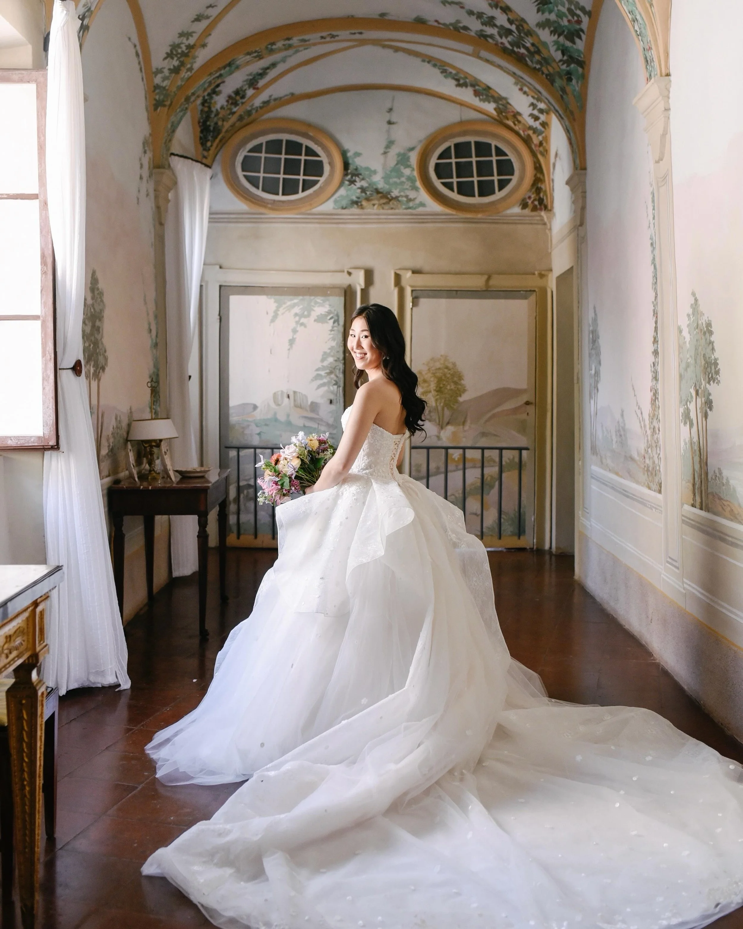 Cindy.

Timeless. Effortless. Tuscan.

Wp: @weddingsintuscany 
Photographer: @landvphotography 
Venue: @castellodicelsa 
Flowers: @larosacaninafirenze 
Video: @urania_wedding_films 
Catering: @rolands_florence 
Shoes: @manoloblahnik 
Muah: @jenhoarti