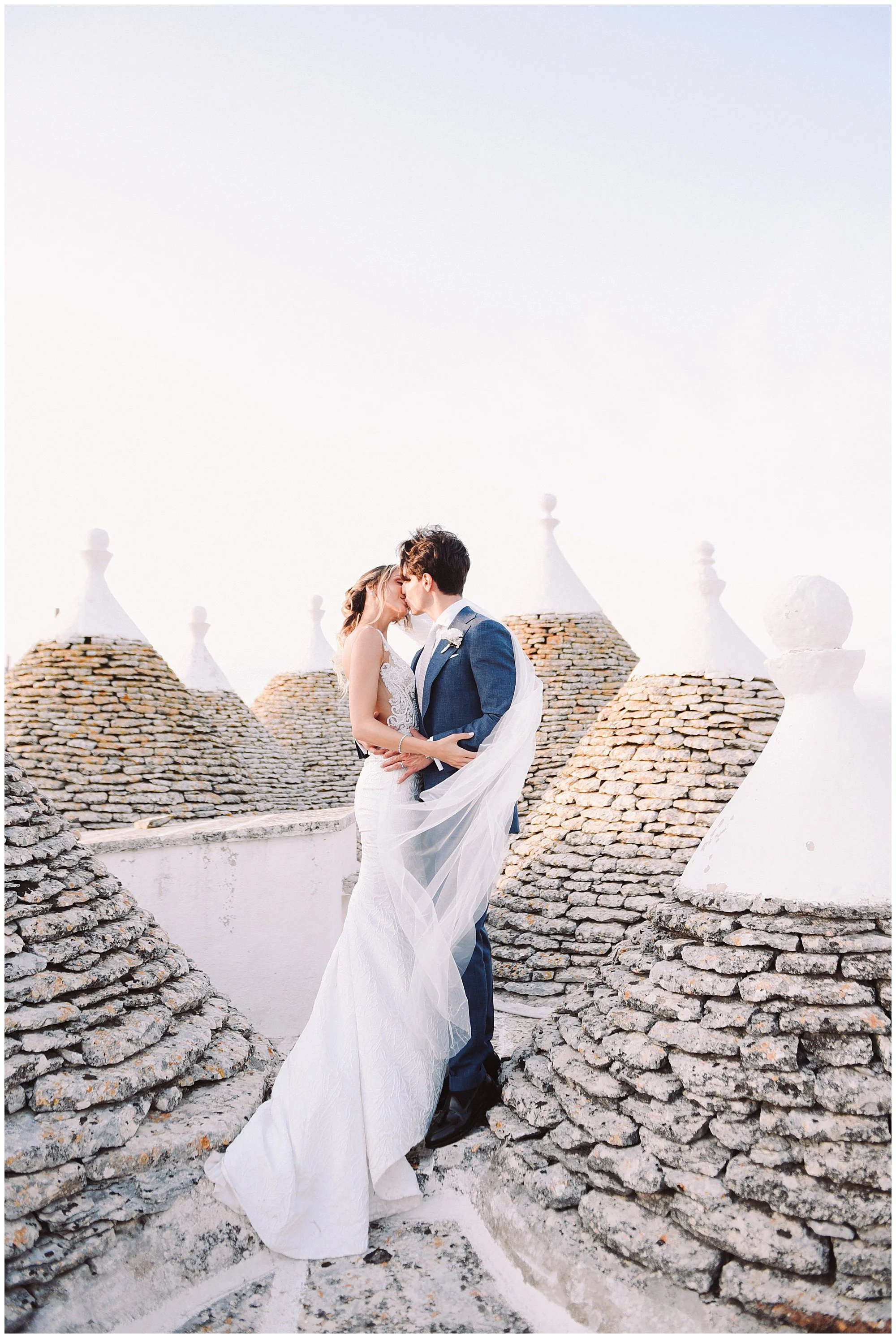 Editorial bride and groom portrait at sunset in a luxury Masseria in Puglia Italy