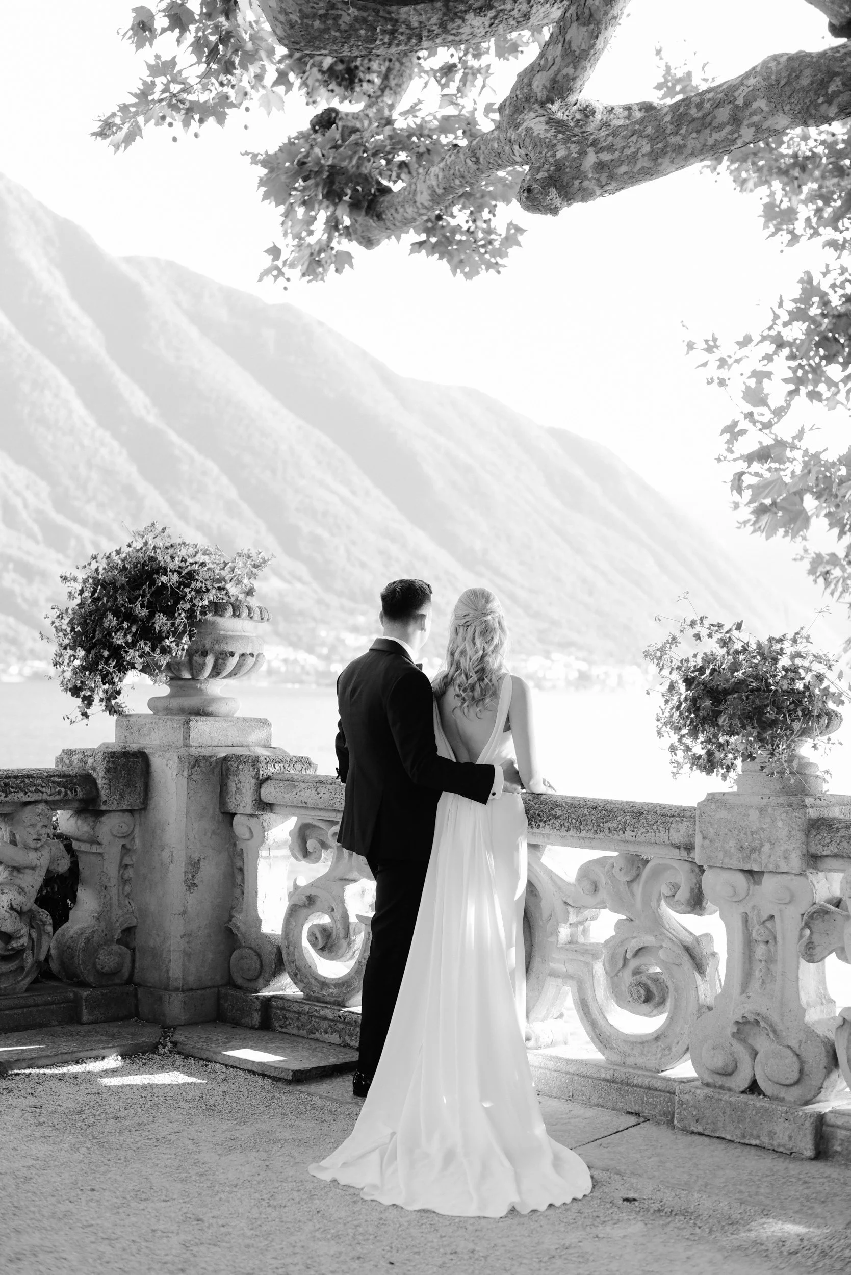 Luxury wedding photography at Villa del Balbianello Lake Como, editorial bridal portrait.