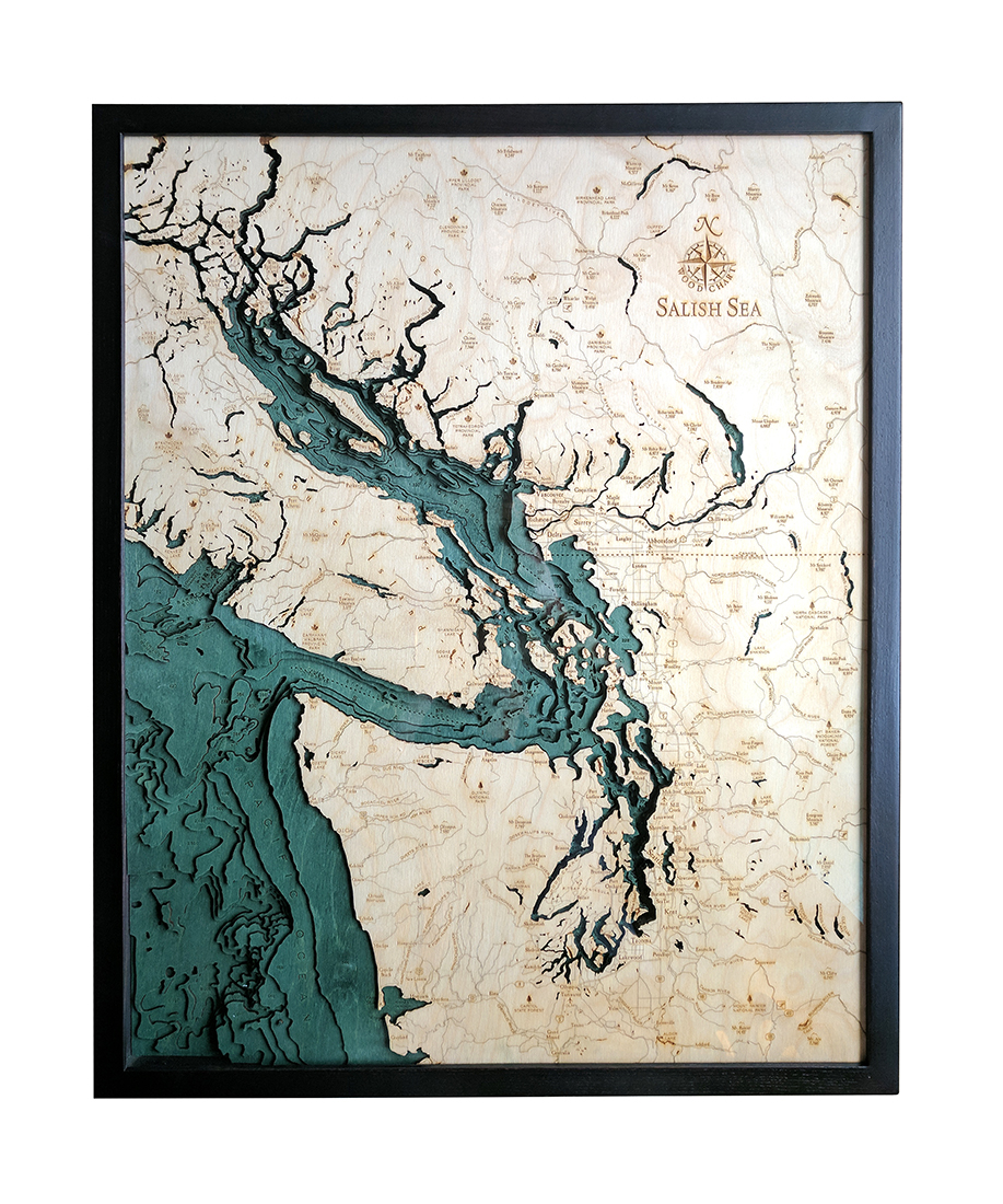 Salish Sea 3D WOOD MAPS BELLA - 3d Wood Map SALISH SEA NEW 