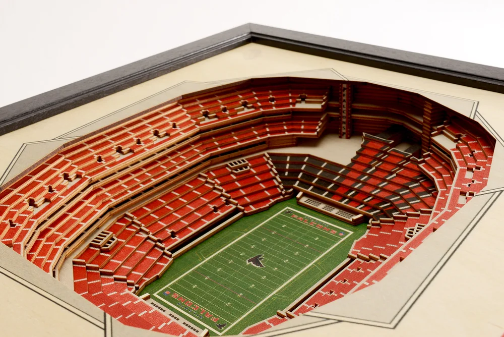 Atlanta Falcons Mercedes Benz Stadium 3d Wood Stadium Replica 3d Wood Maps Bella Maps