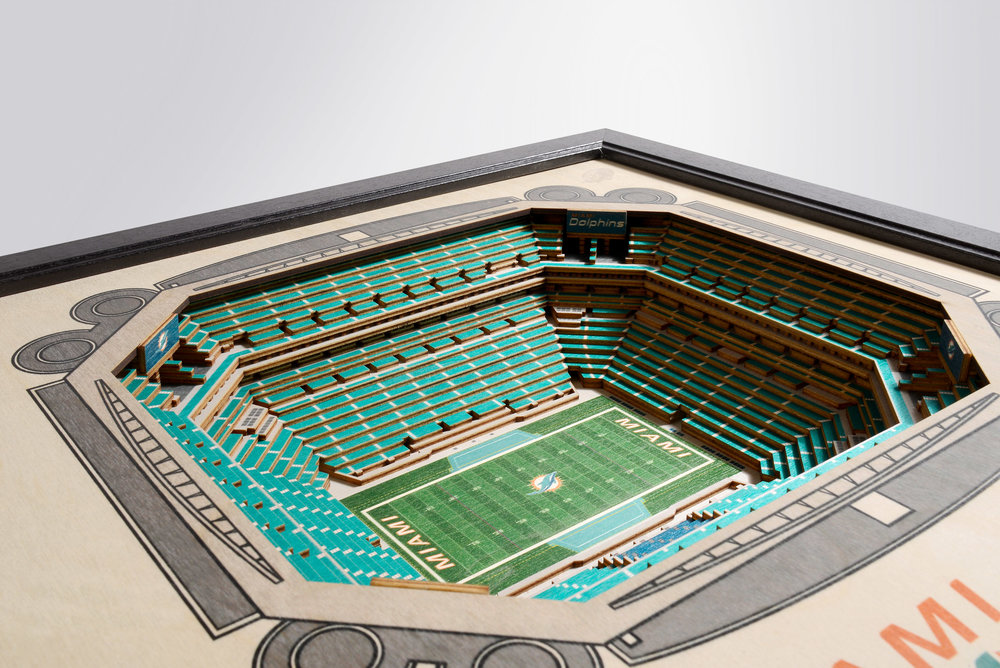 Miami Dolphins Hard Rock Stadium 3D Wood Stadium Replica — 3D WOOD MAPS -  BELLA MAPS