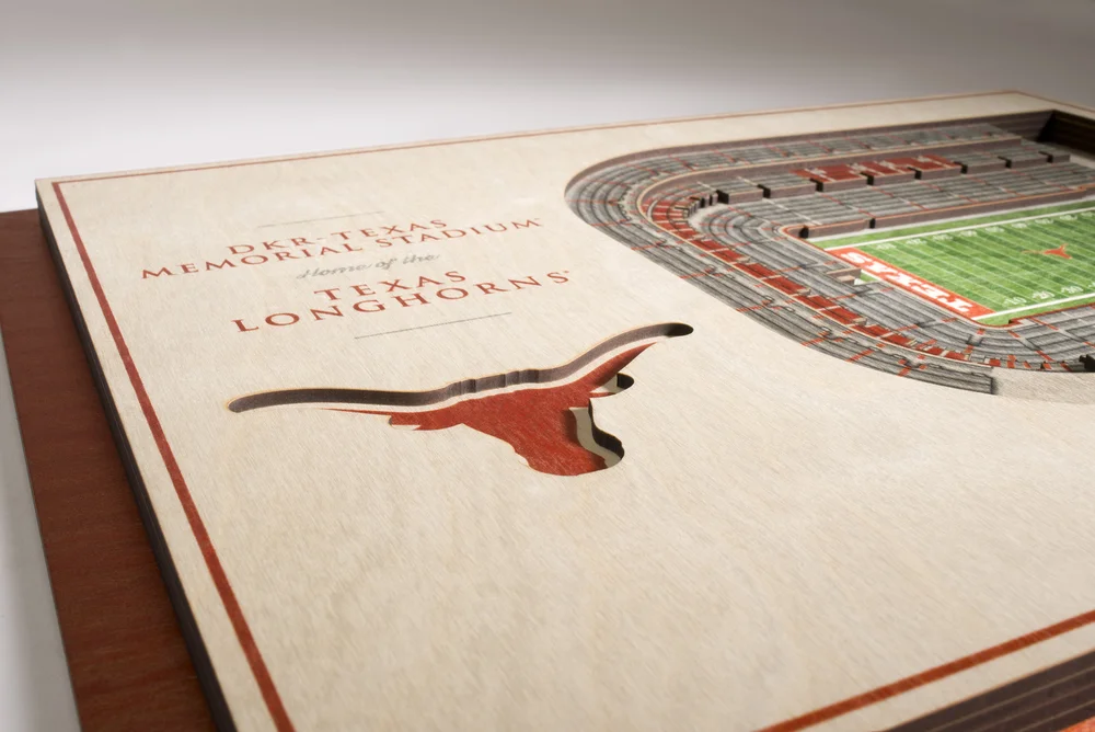 Texas Longhorns 3D Wood Stadium Replica (5 Layer) — 3D WOOD MAPS