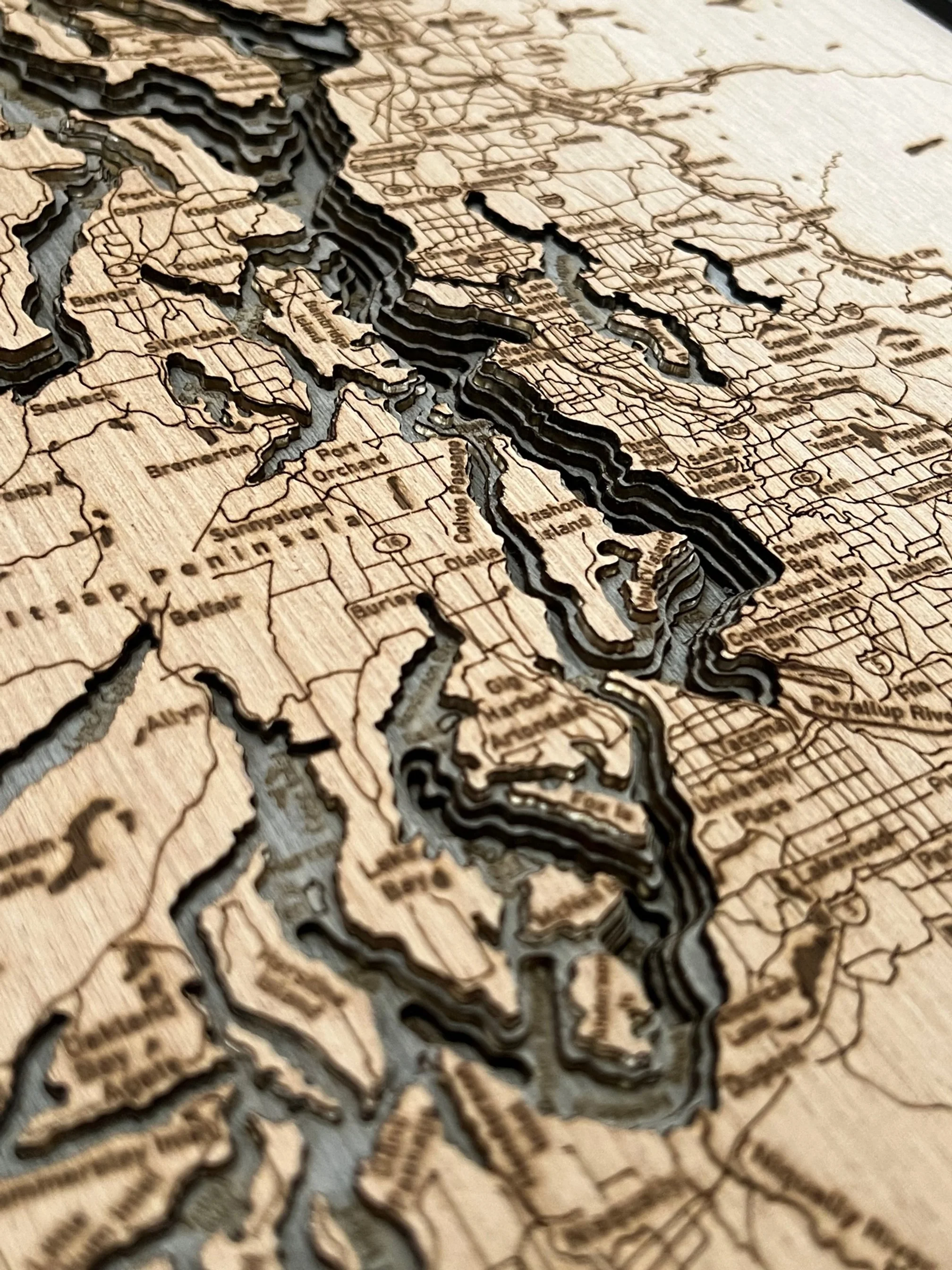 WA Coastline Bella Map WOOD - Bella Maps Wood 3d Map Unlit (WA Coastline) 2