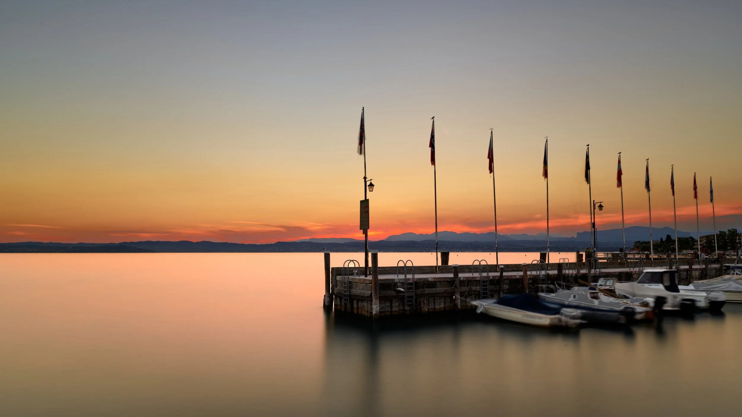 Boats and sunset on Lago di Garda