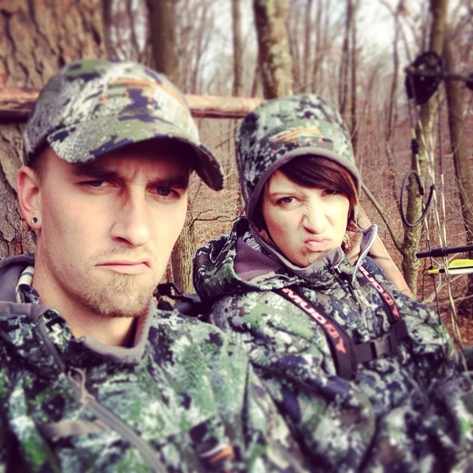 Wade and a 6-month pregnant Tab in archery season this year. Quality husband & wife time in the tree stand.