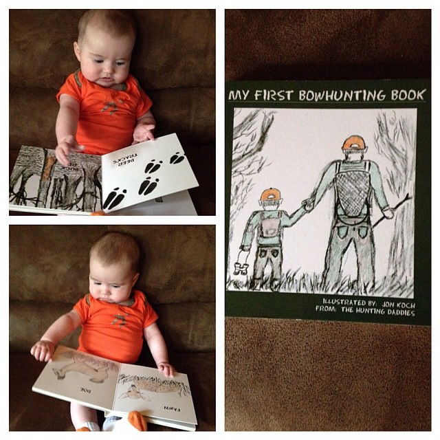 Future OutdoorsWoman Elaina explores the pages of 'My First Bowhunting Book'; Minnestota