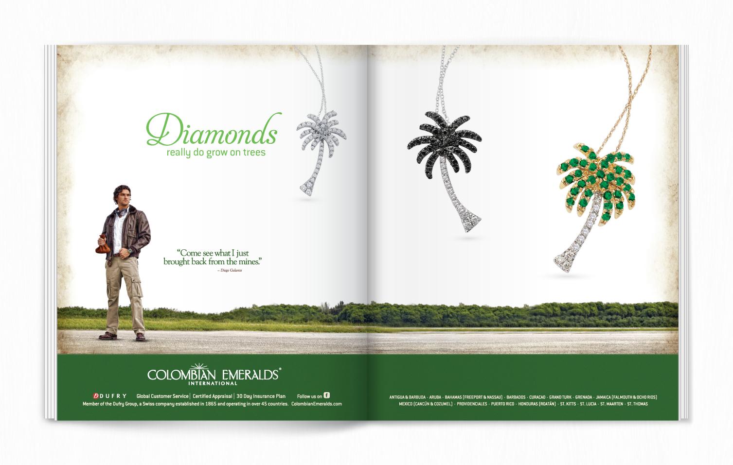 Colombian Emeralds International Full Page Spread Advertising