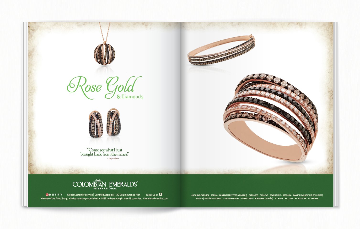 Colombian Emeralds International Full Page Spread Advertising