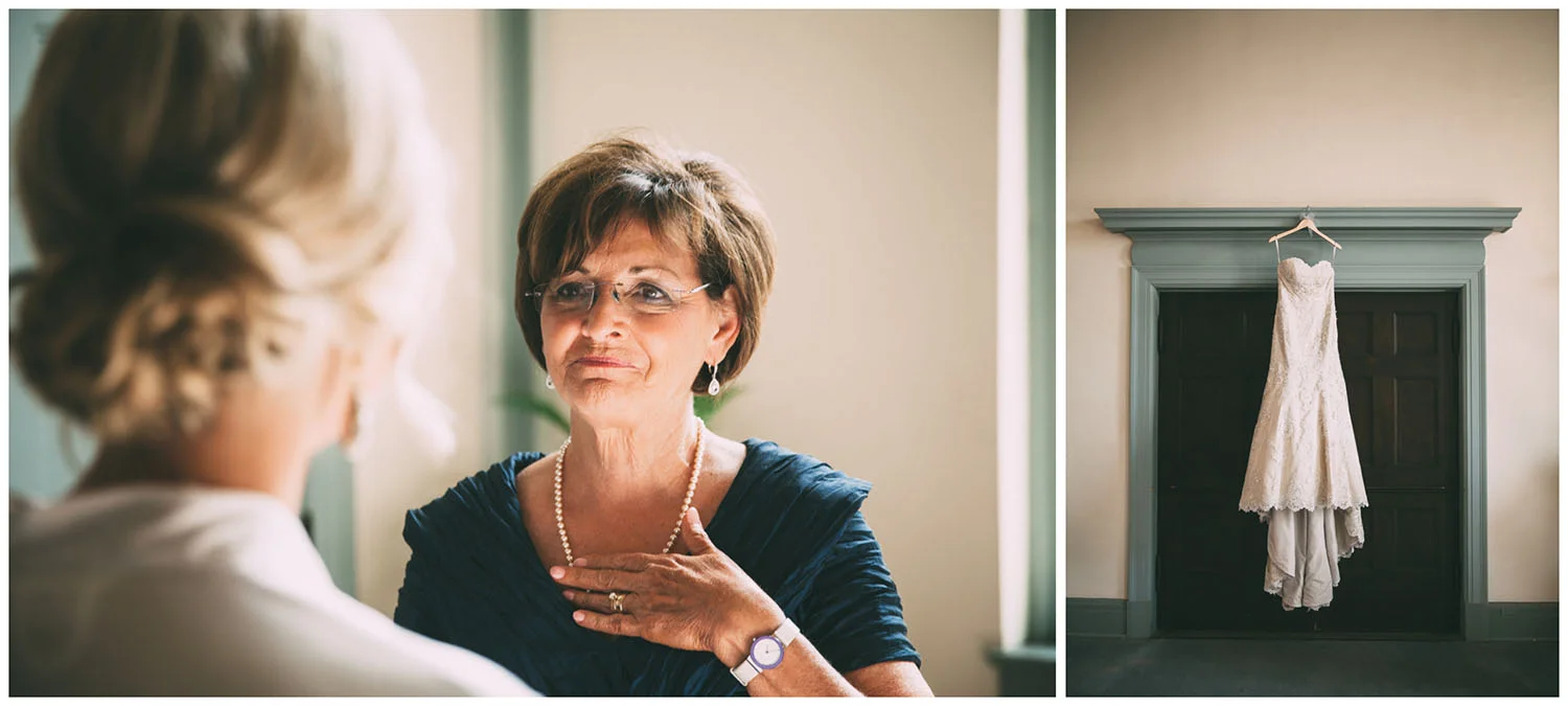 The bride, her mother, and her dress