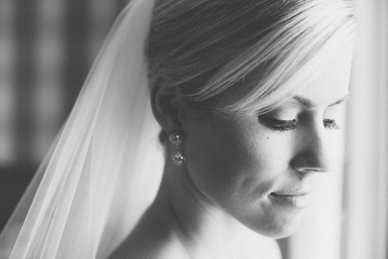 Window light bridal portrait