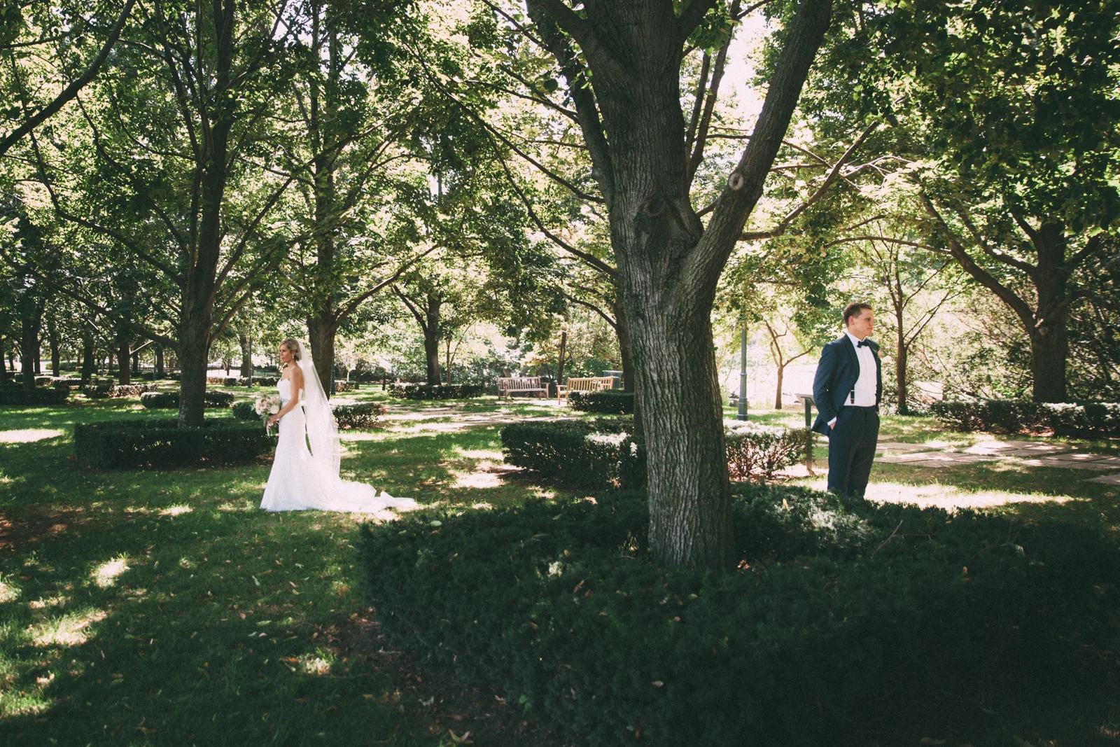 Bride and groom wait for the wedding ceremony