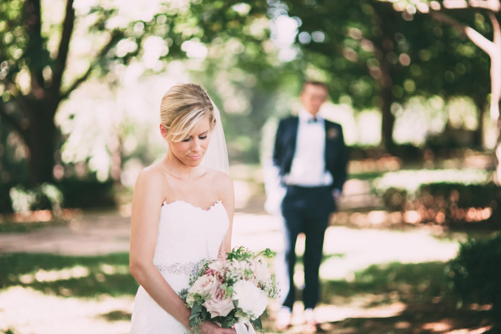 Bride and groom prepare for their wedding day