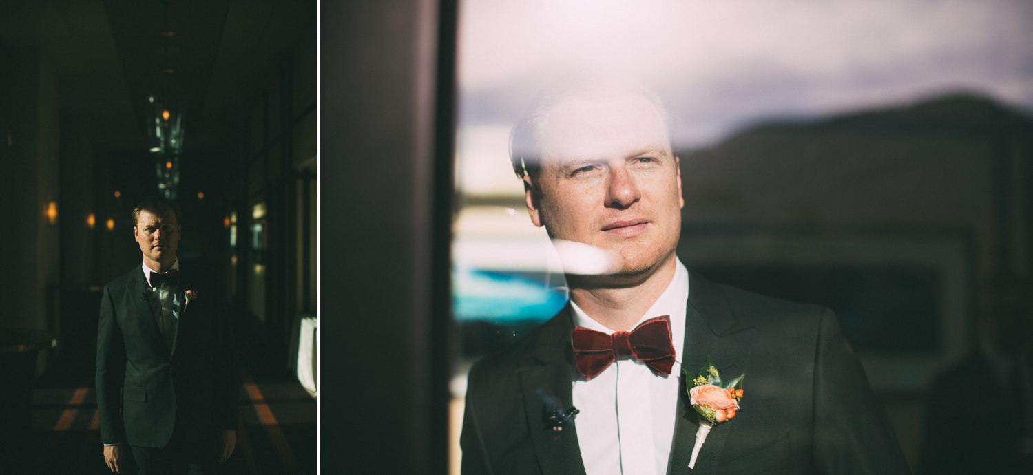 groom portrait high contrast reflection
