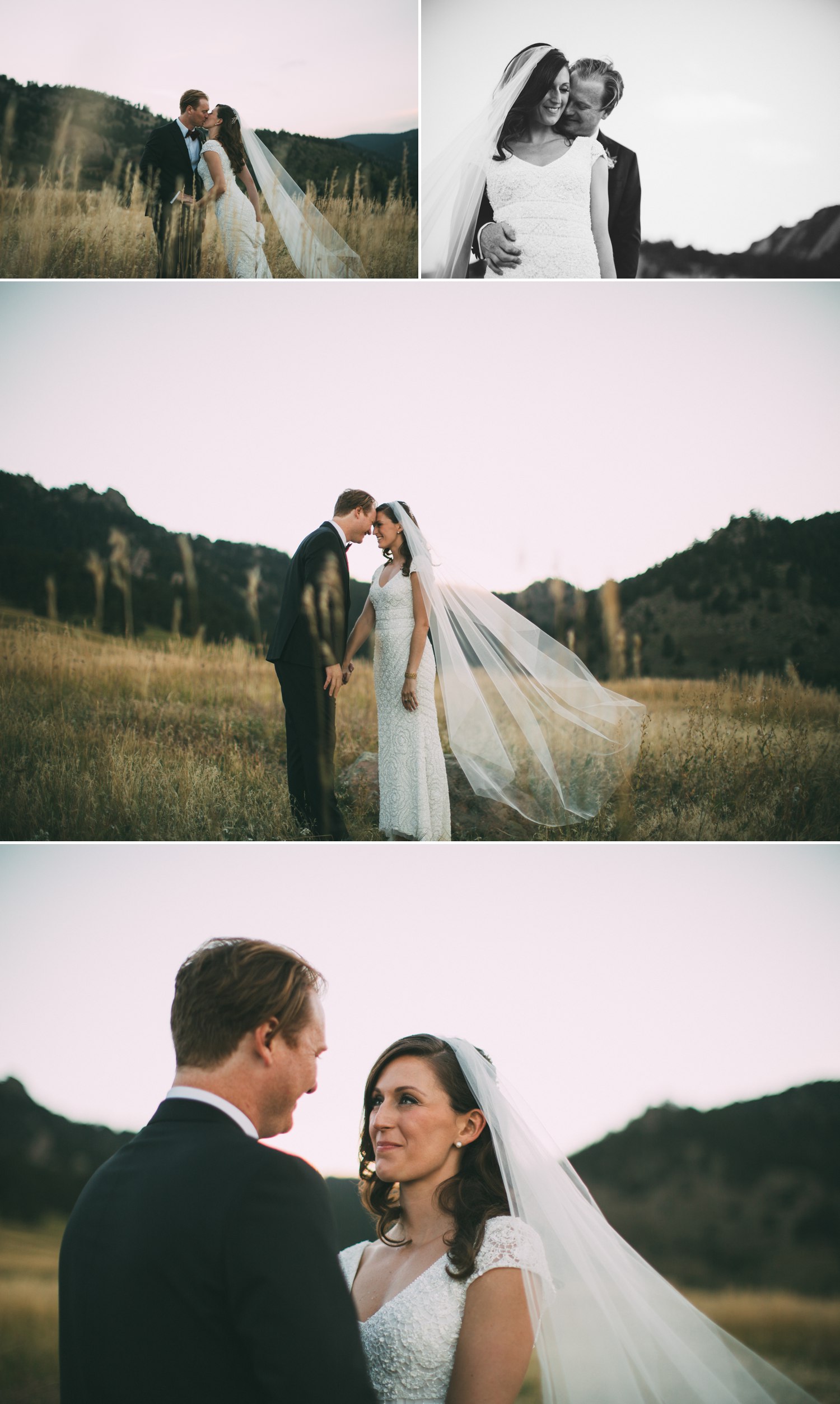 bride and groom in a meadow in the mountains boulder colorado