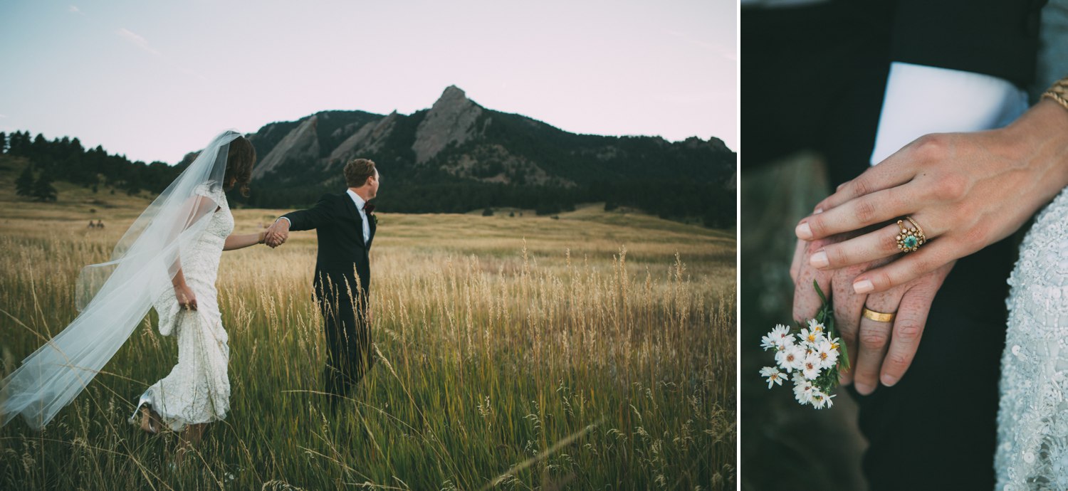 bride and groom in a meadow in the mountains boulder colorado 2