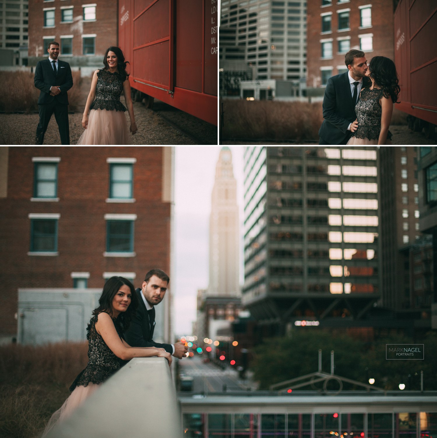 rooftop engagement session downtown kansas city