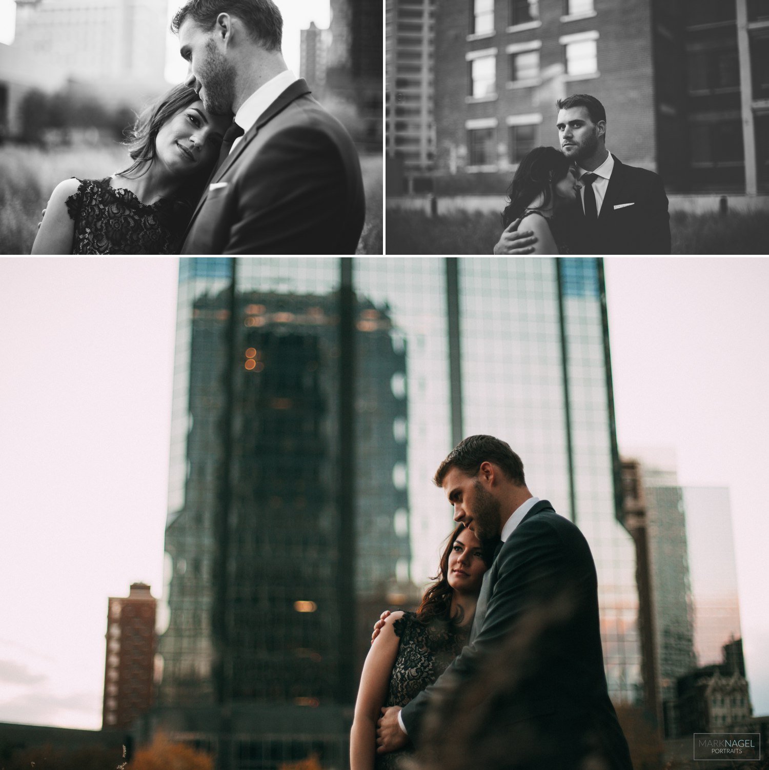 classy dress - urban engagement photos