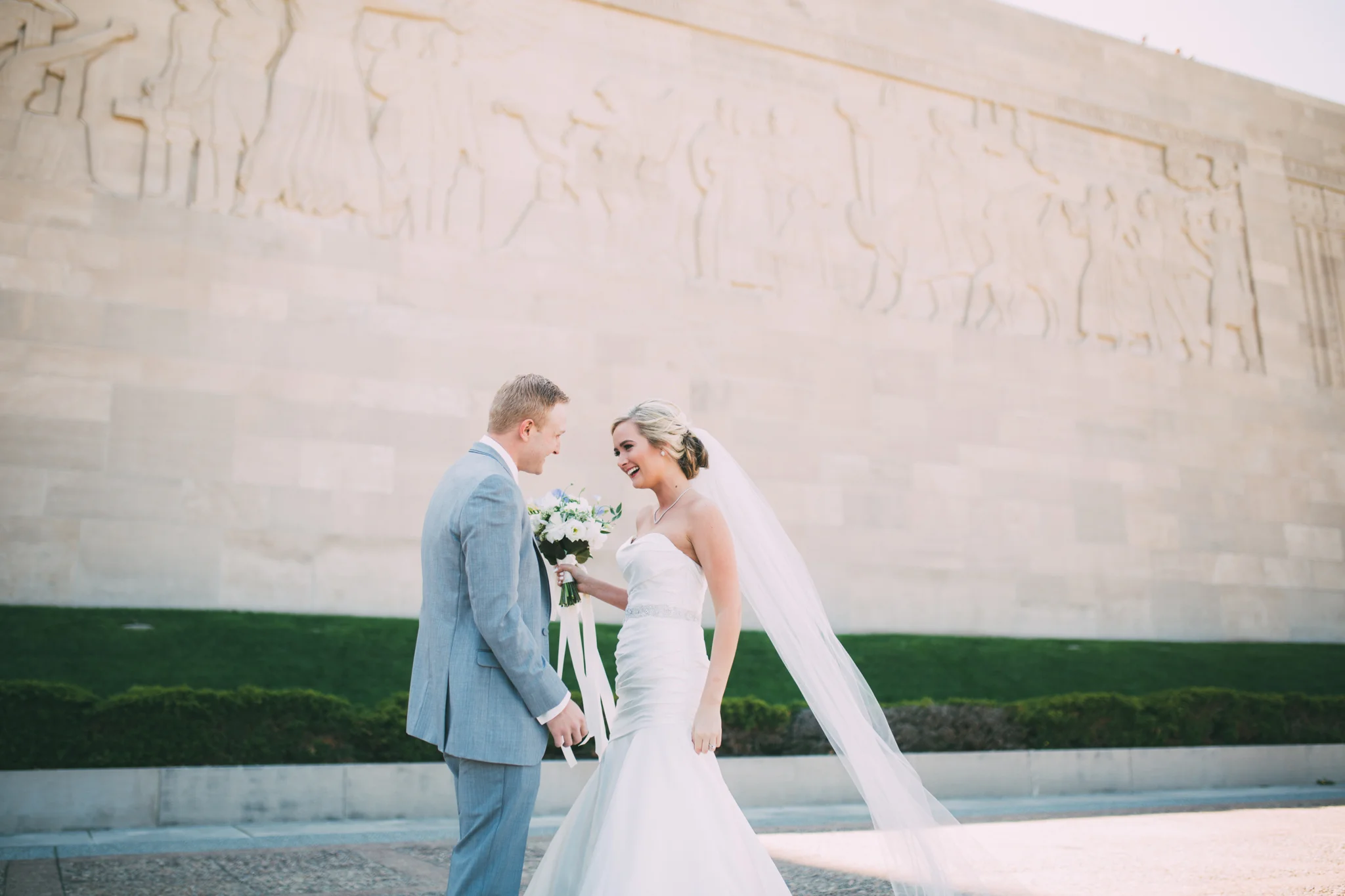 Bride and groom wedding first look