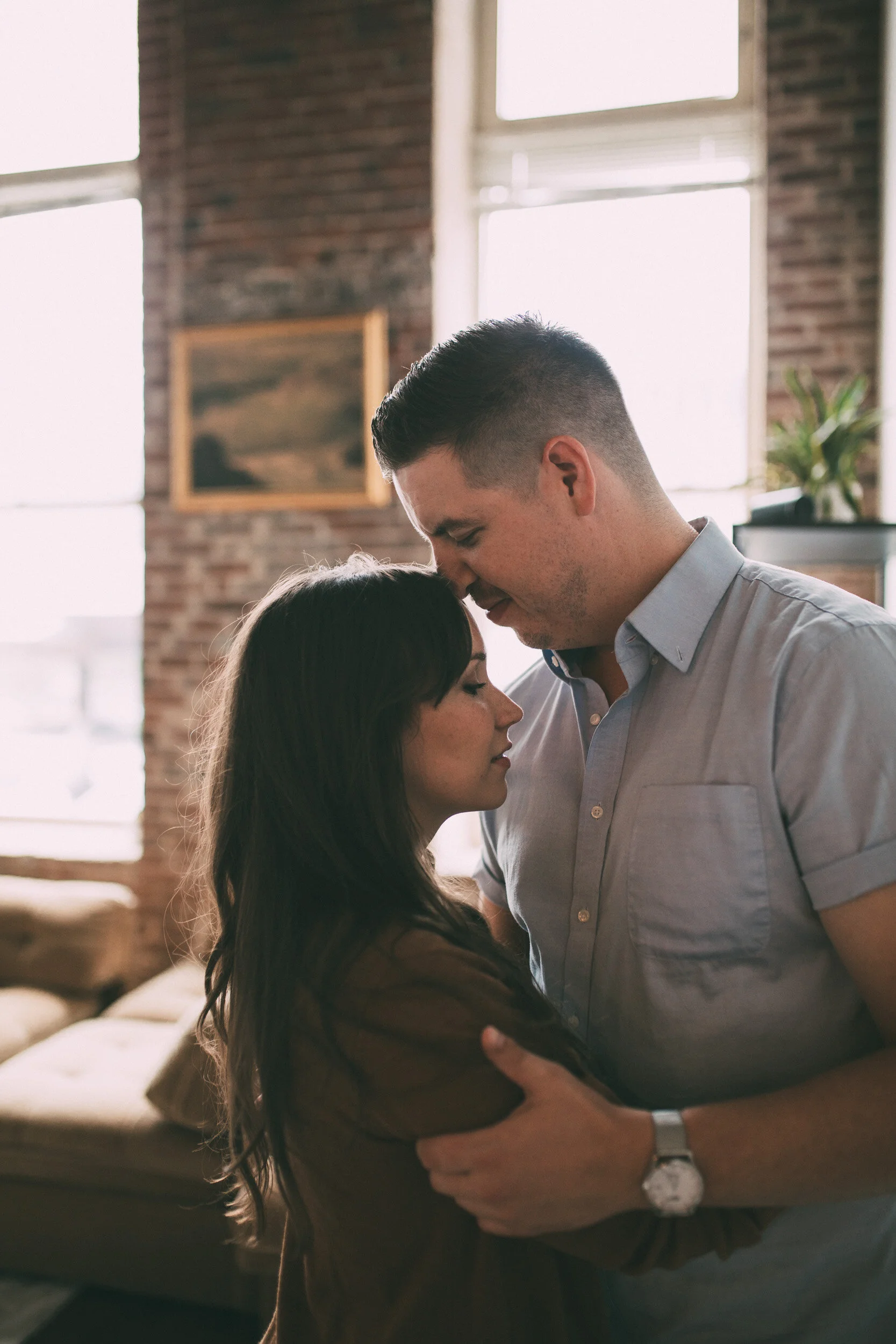 couple holding each other intimate engagement photo